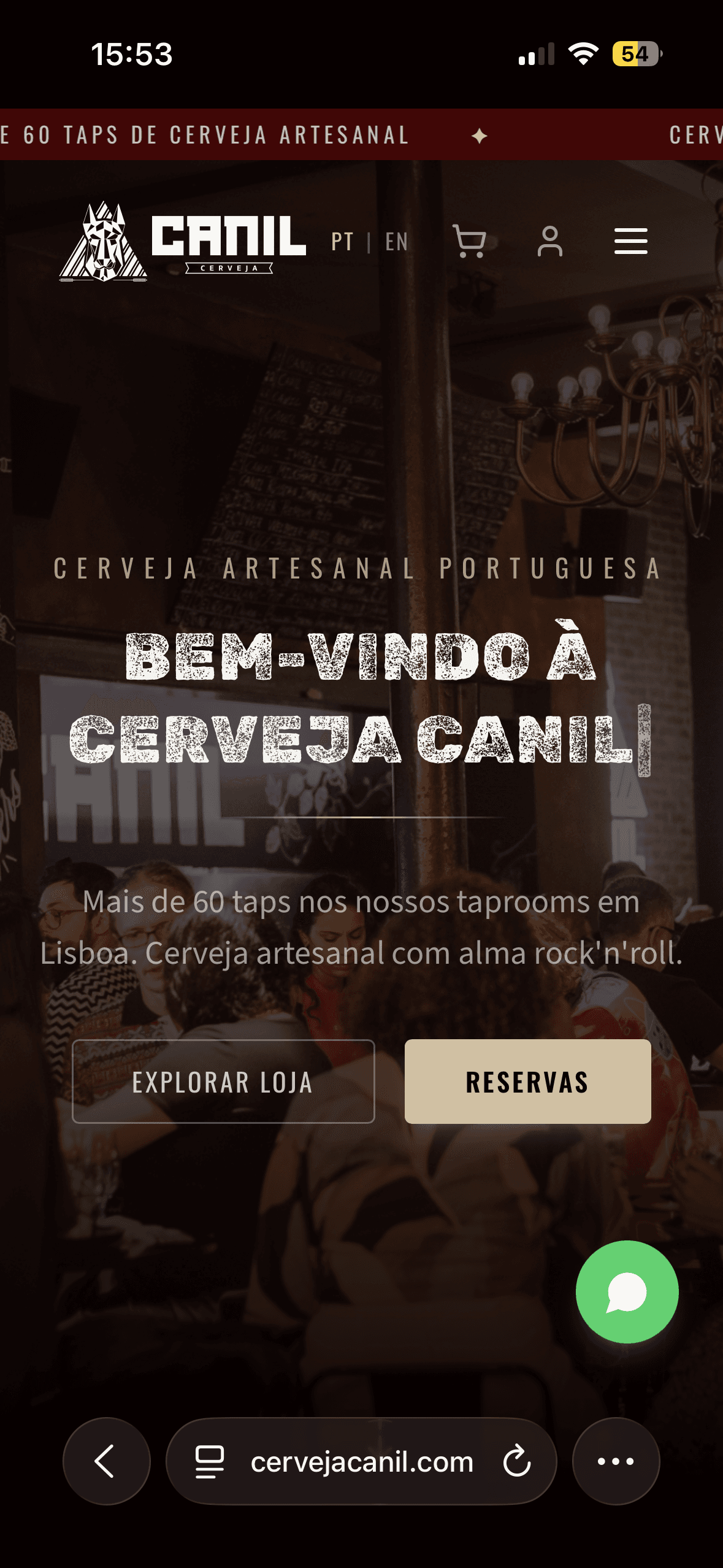 Vista mobile do site Cerveja Canil