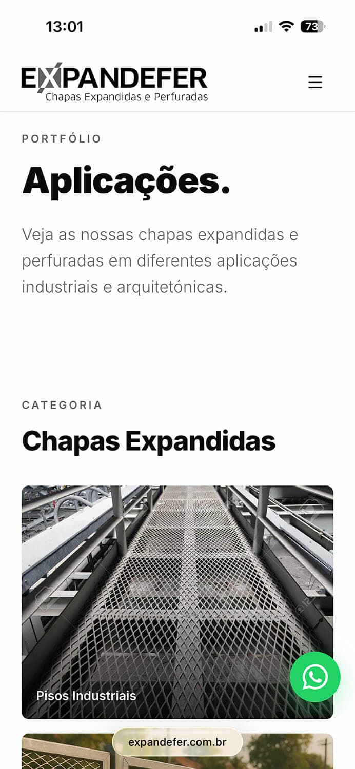 Vista mobile de aplicações Expandefer